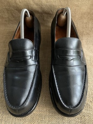 J.M. WESTON 180 Herren Schwarz Leder Penny Halbschuhe Größe UK 6 C || US 7