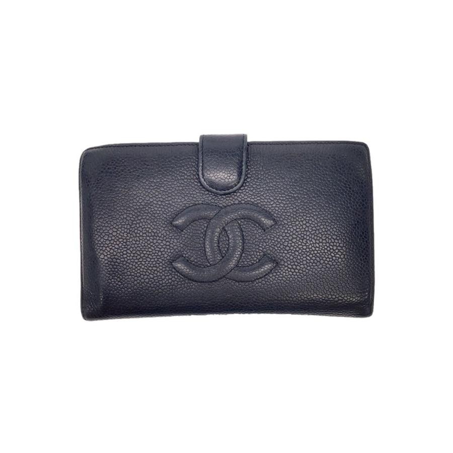 CHANEL Bifold Wallet/Leather/Black/Women's from Japan