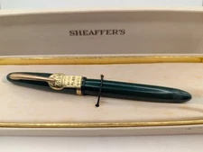 Sheaffer Admiral Green Fountain Pen in Box Appears Unused Stickered 14k Nib