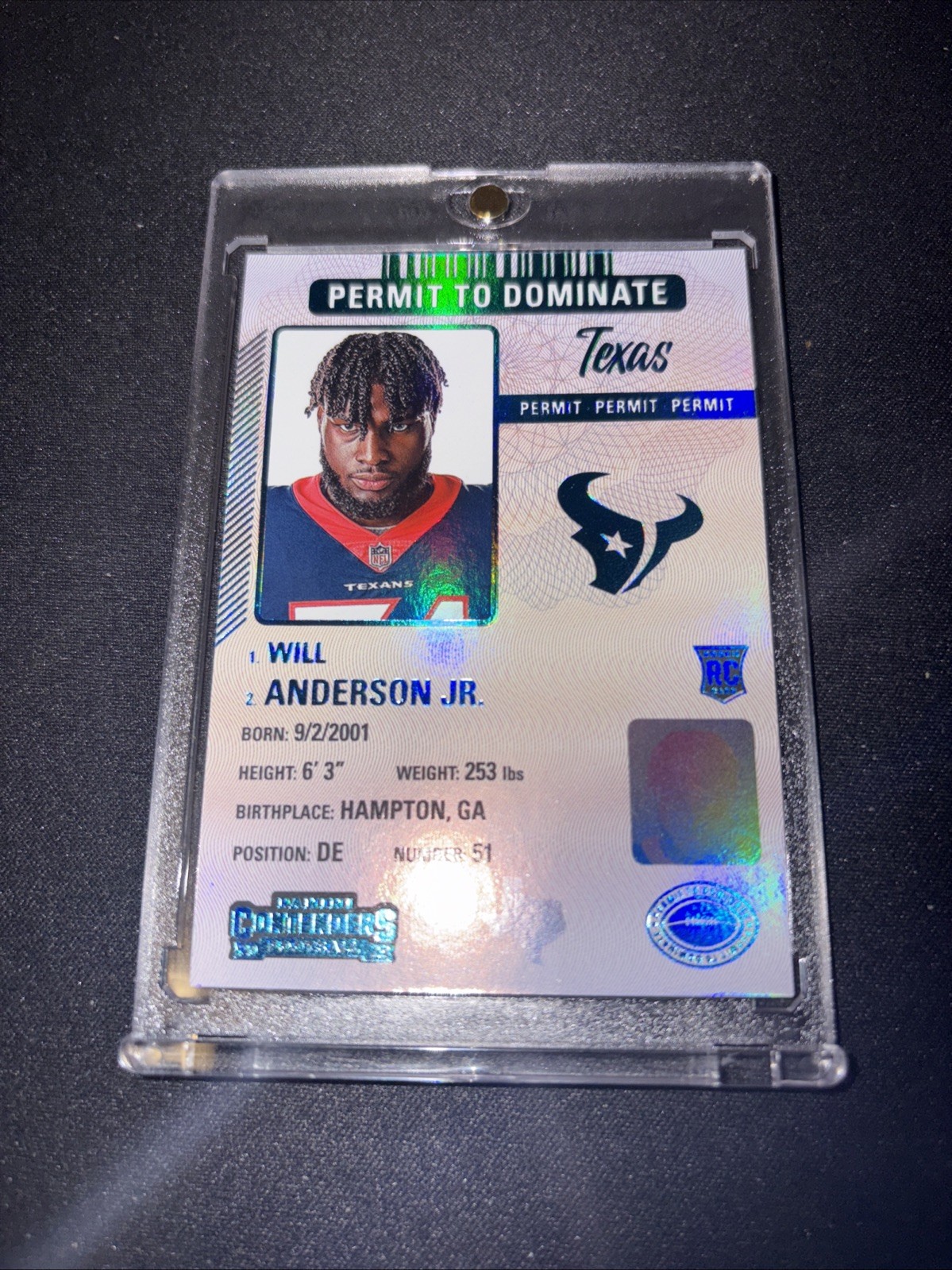 Will Anderson Jr 2023 Panini Contenders Permit To Dominate  Rookie