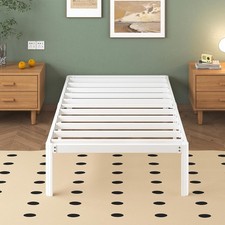 Lutown Teen 3ft Single Bed Frame with Rounded Corner Legs, Heavy Duty White Met