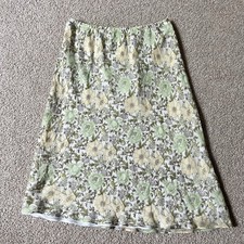 Vintage Y2K Chadwick  s Green Floral Silk Midi Slip Skirt Low Rise Fairy 6P