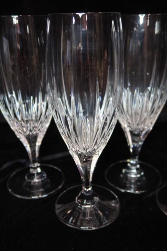 MIKASA ARTIC LIGHTS CLEAR VERTICAL CUTS MULTISIDED STEM 5 ICED TEA GOBLETS 8 1/2 - Picture 3 of 7