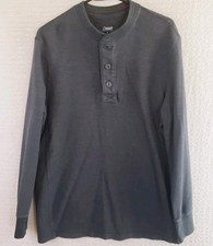 Casuals Henley Mens M Dark Gray Long Sleeve Waffle Knit Thermal Shirt Outdoors