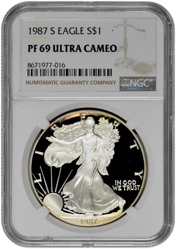 1987 S S$1 Proof Silver American Eagle Dollar NGC Graded PF 69 Ultra Cameo