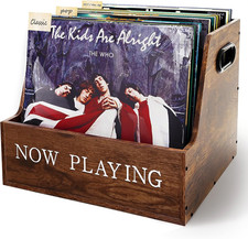 Vinyl Record Storage, Dual-Purpose Wooden Crate for 12" LP Albums