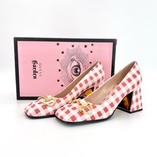 Gucci Baby Horsebit Ken Scott Garden Checkered Platform Heels Pumps 37.5