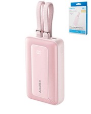 ANKER POWER BANK W/ BUILT-IN USB-C and LIGHTNING CABLE 10000 mAh / 30W  PINK 