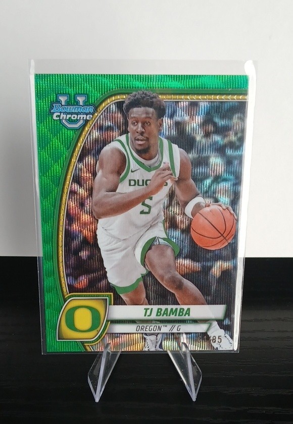 2024-25 Bowman University Chrome - TJ Bamba #74 Green Wave Refractor /85 (RC)