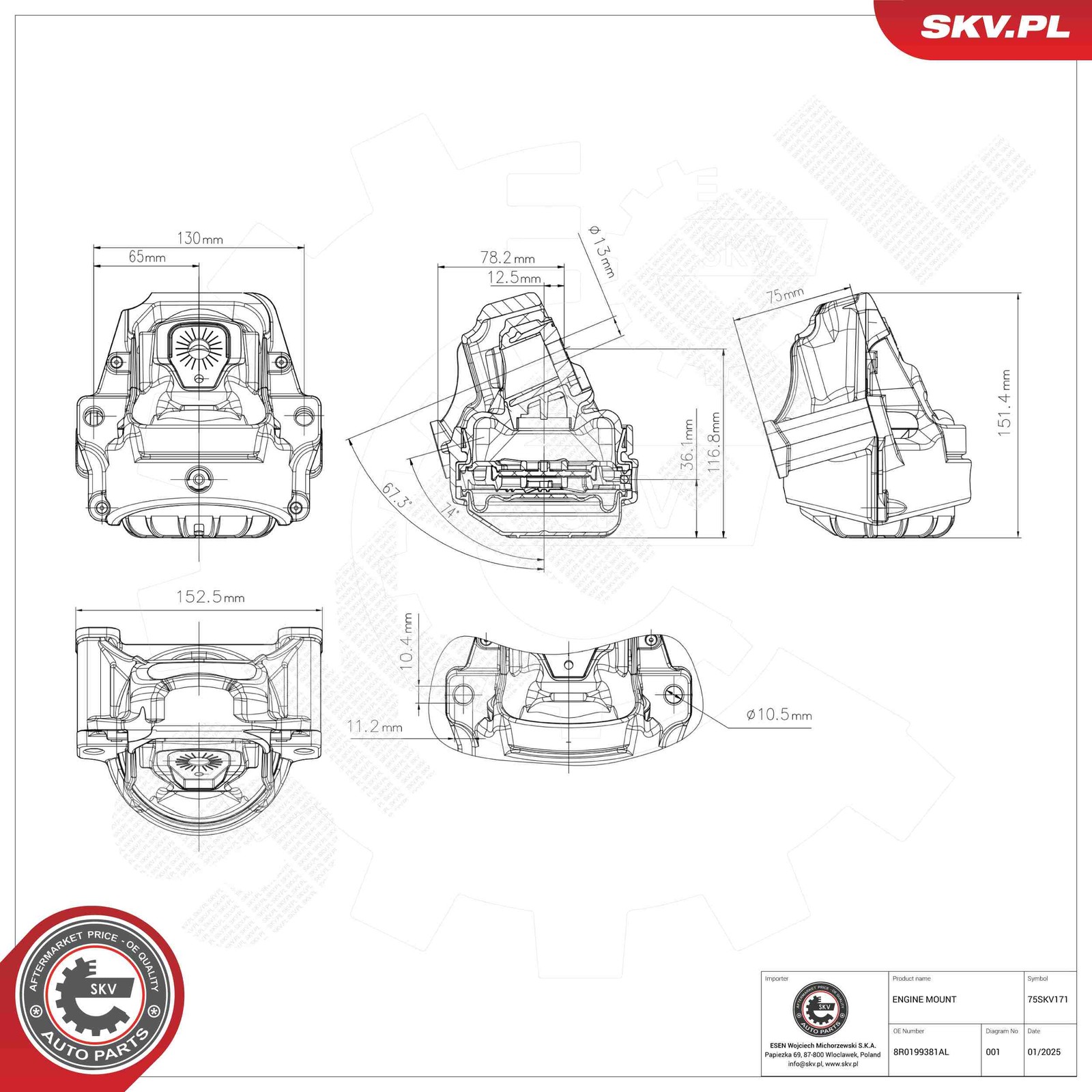 Fits SKV GERMANY 75SKV171 ENGINE CUSHION 75SKV171   ⭐UK Stock⭐