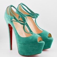 Louboutin Talitha 160 green suede leather pee...