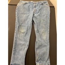 Carhartt Straight Fit Denim Jeans Mens 38x30 Light Wash Workwear Casual Pants