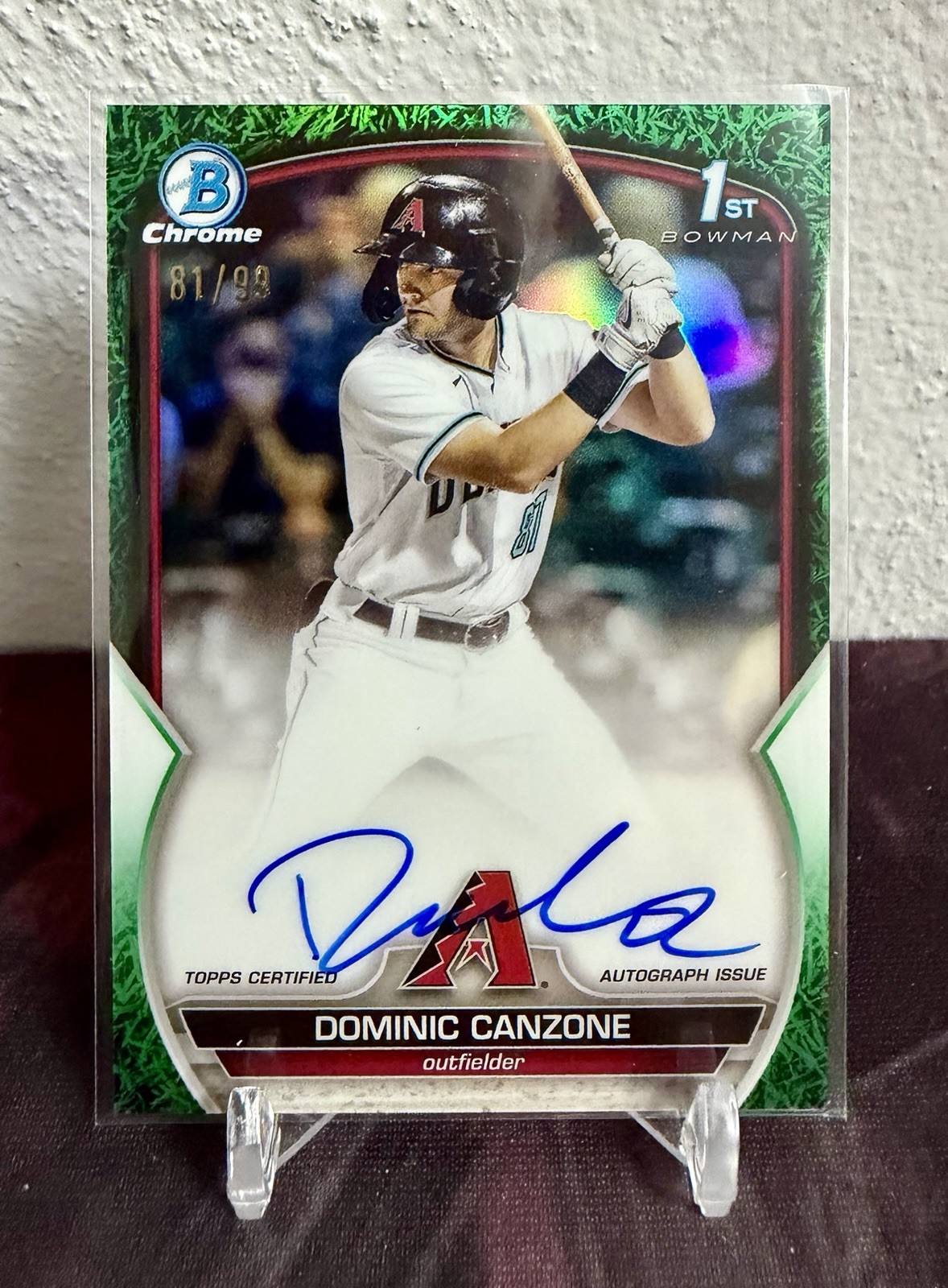 Dominic Canzone 2023 Bowman Chrome 1st Green Grass Refractor /99 Auto
