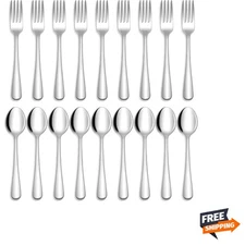 24-piece Forks and Spoons Silverware Set, Food Grade Stainless Steel Flatware...