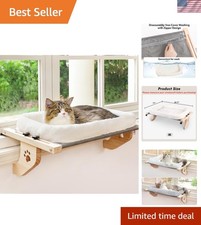 Cozy Cat Bed Perch for Windowsill - Machine Washable Cushion, 40lbs Capacity