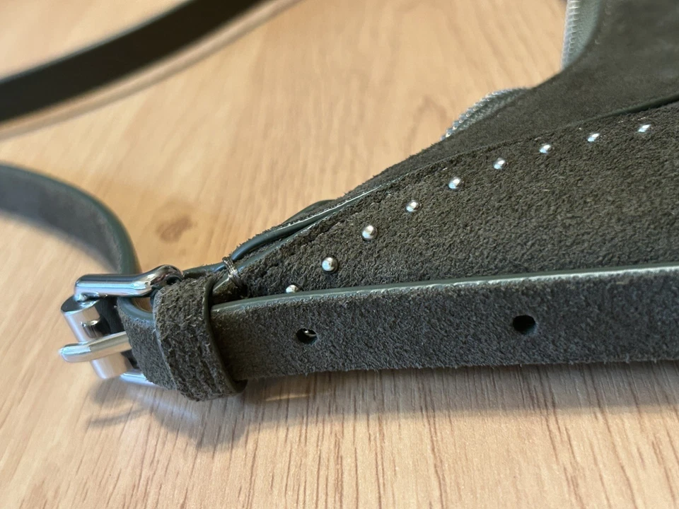 Bolso Sillín Cuero Gamuza Oliva Tachonado Monedero Rebecca Minkoff Boho Alt Western Foto 3 de 4