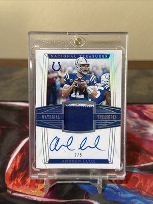 2019 Panini National Treasures Andrew Luck Material Patch Prime Auto #/5 Colts