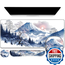 4 in 1 Large Mouse Pad, Keyboard Wrist Rest Set, Ergonomic Mouse Pad with Wrist