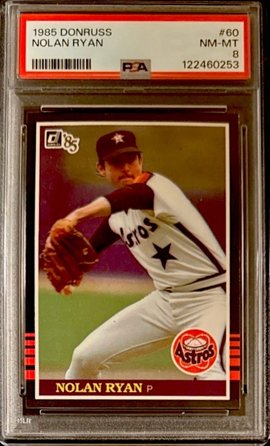 1985 Donruss #60 Nolan Ryan Baseball Card PSA 8 Near Mint-Mint