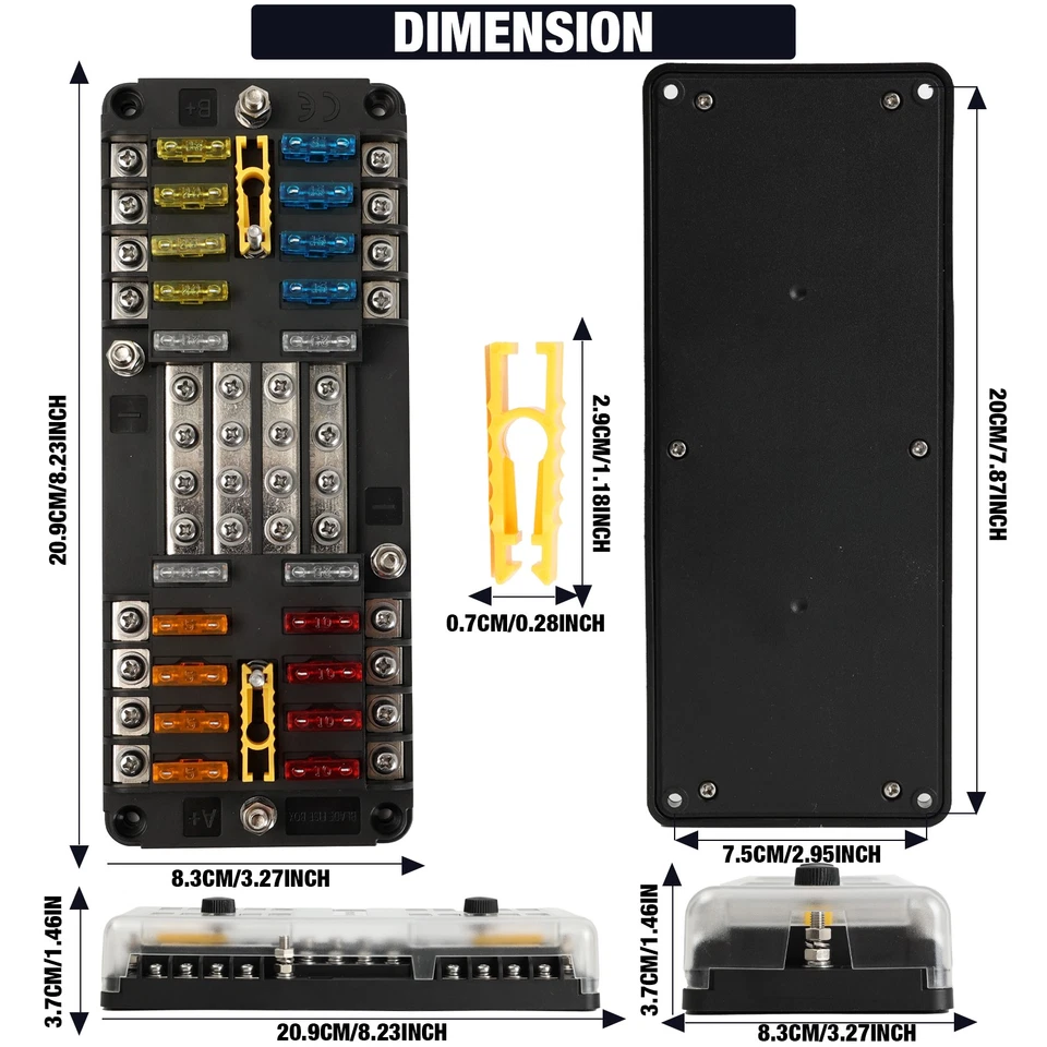 Fuse Box 16 Way Blade Block Cover Holder RV Auto Marine Car Waterproof 12V 32V - Image 4 of 4