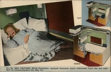 Southern Belle Streamliner Train Bedroom Hospitality Vintage Postcard
