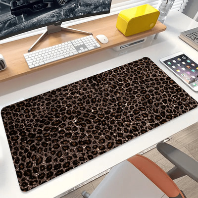 40*90cm Leopard Print Keyboard Mouse Pad - Durable Polyester Desk Mat with Styli