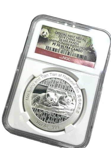NGC 2014 China .999 1oz Silver Panda Smithsonian Institution PF70 Ultra Cameo