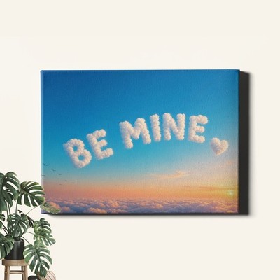 Be mine cloud message in sunrise sky Art Print romantic quote art
