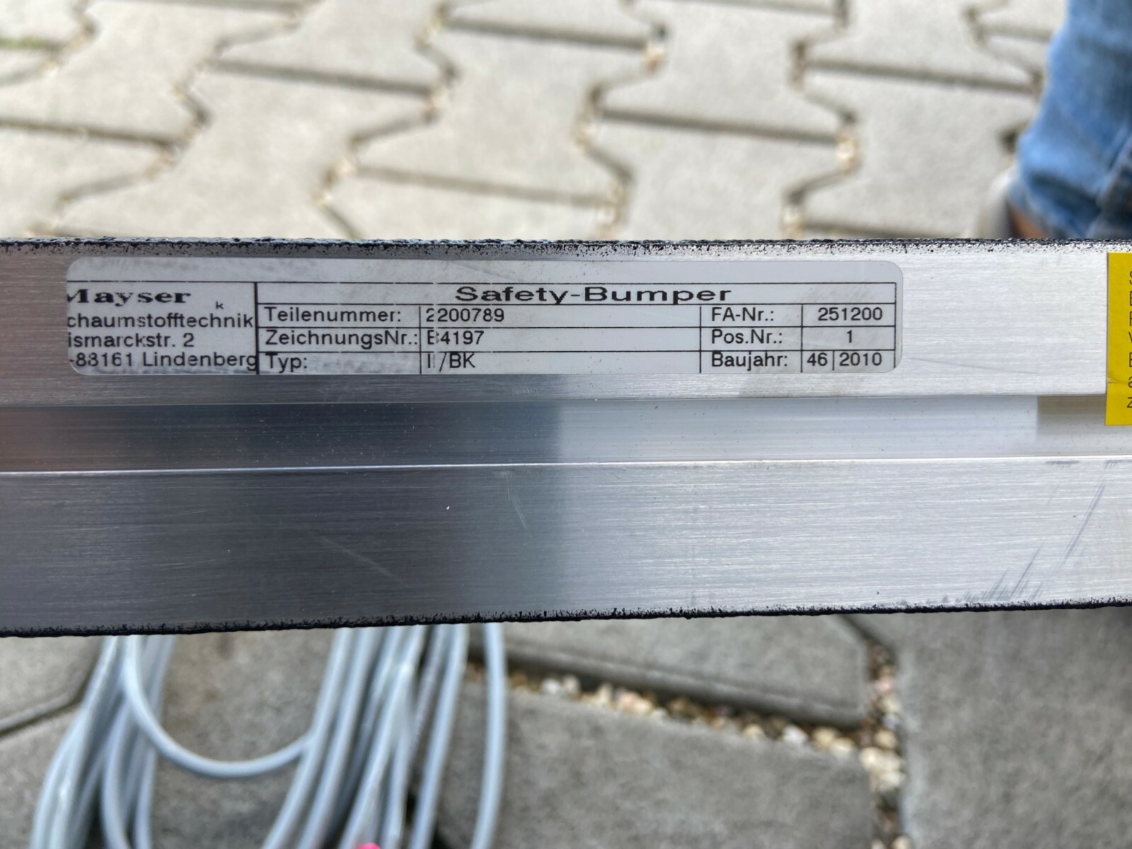 Mayser Safety Bumper 2200789 B4197 Type II BK 89 3/8in L 3 15/16in 