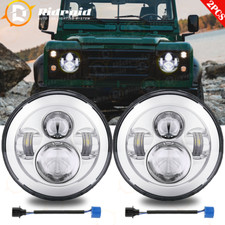 Pair 7 inch LED Round Headlights HI/LO For Land Rover Defender 110 90 Rover