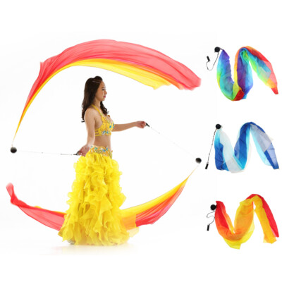 Bauchtanz Seidenschleier Poi Überwurf Kugeln Tanzzubehör 200 x 70 cm