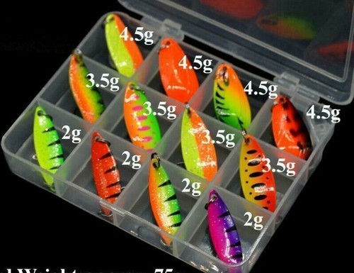 12er Set Box Trout Spoon Set Forellenblinker Blinker Kunstköder Spinnfischen - Bild 8 von 8