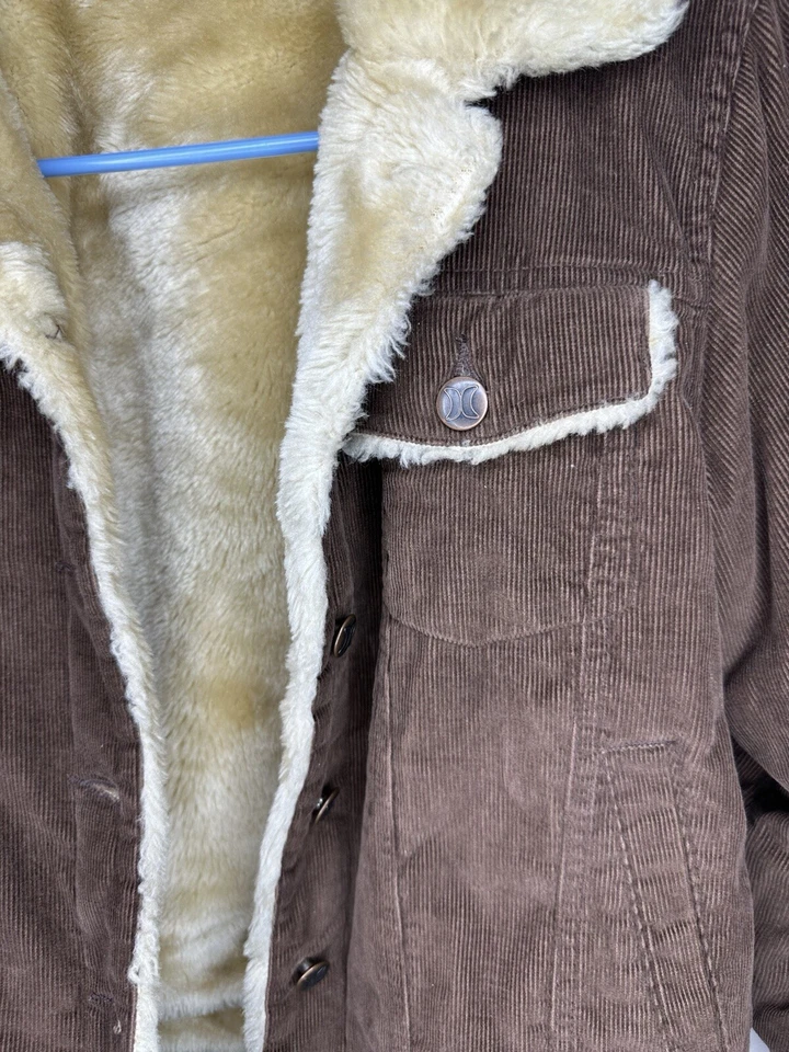 Vintage Y2K Women Hurley Faux Fur Lined Corduroy Cord Jacket Coat Size XS Bomber - Image 3 of 4
