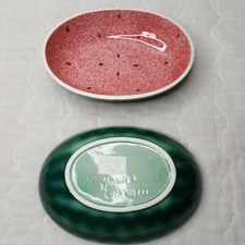 2 VTG Shafford Original Ceramic Watermelon Bowls US Made 1982 Appx 7.5” SM Chip