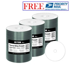 300 Pack Ritek Pro CD-R 52X 700MB White Thermal Hub Printable Blank Media Disc