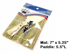 Japanese Bamboo Hand Roll Sushi Maker Mat and Shamoji Wooden Rice Paddle Set