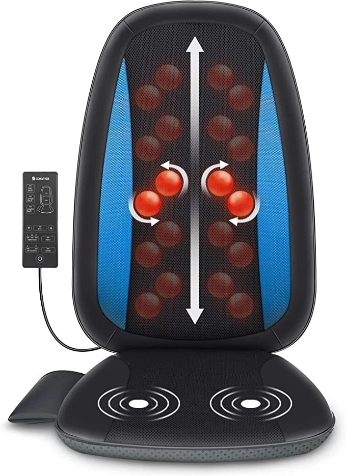 Comfier Neck & Back Massager with Heat - Shiatsu Massage Chair Pad  Portable, New