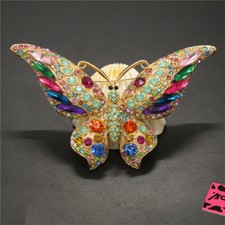New Fashion Women Colorful Bling Cute Butterfly Crystal Charm Brooch Pin Gift