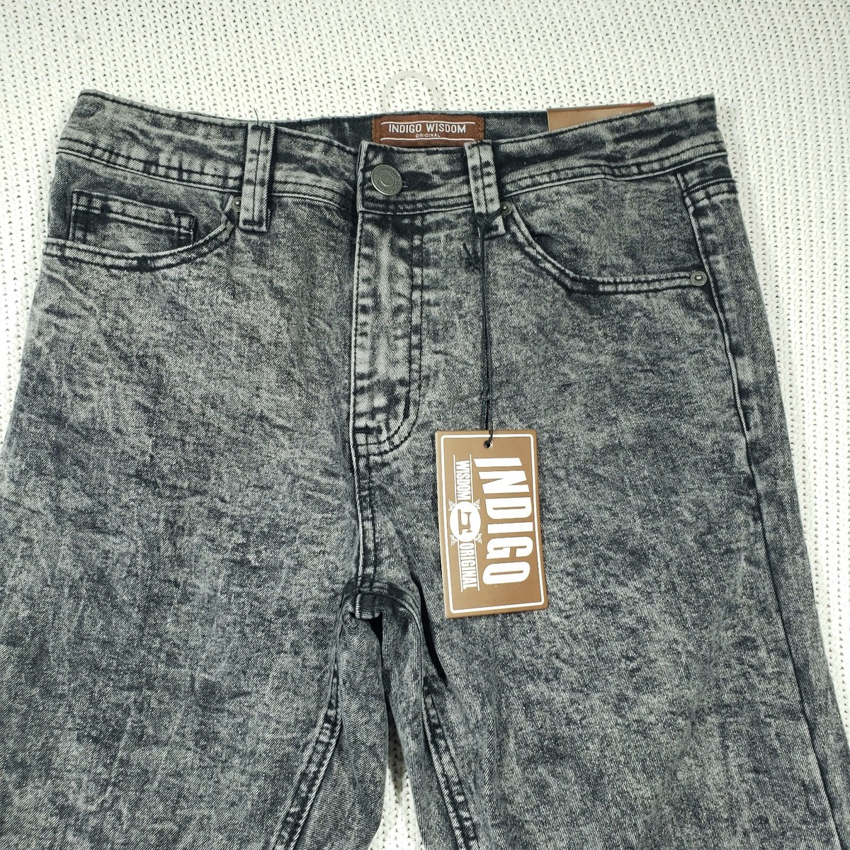 Indigo Wisdom Straight Fit Jeans Mens 30 x 32 Gray Wash Zip Front