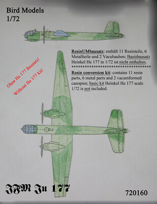 Junkers JFM Ju 177 1/72 Bird Models Resin Conversion Kit / Resin Conversion Kit
