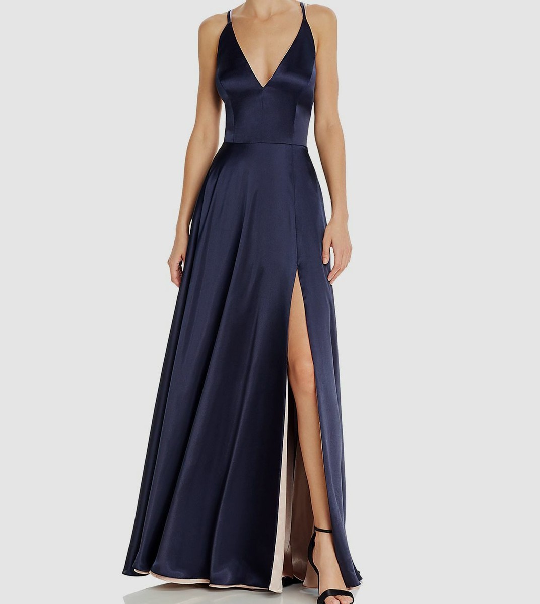 $310 Aqua Women's Blue Lace-Up Sleeveless High-Slit A-Line Gown Dress Size  14