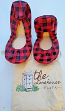 The Storehouse Flats Red & Black Plaid Size 7 with Dust Bag