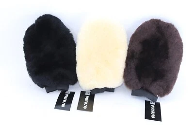 MERAUNO 1x Fellhandschuh Echtfell Handschuh Pferd Fellpflege Putzhandschuh aus Lammfell