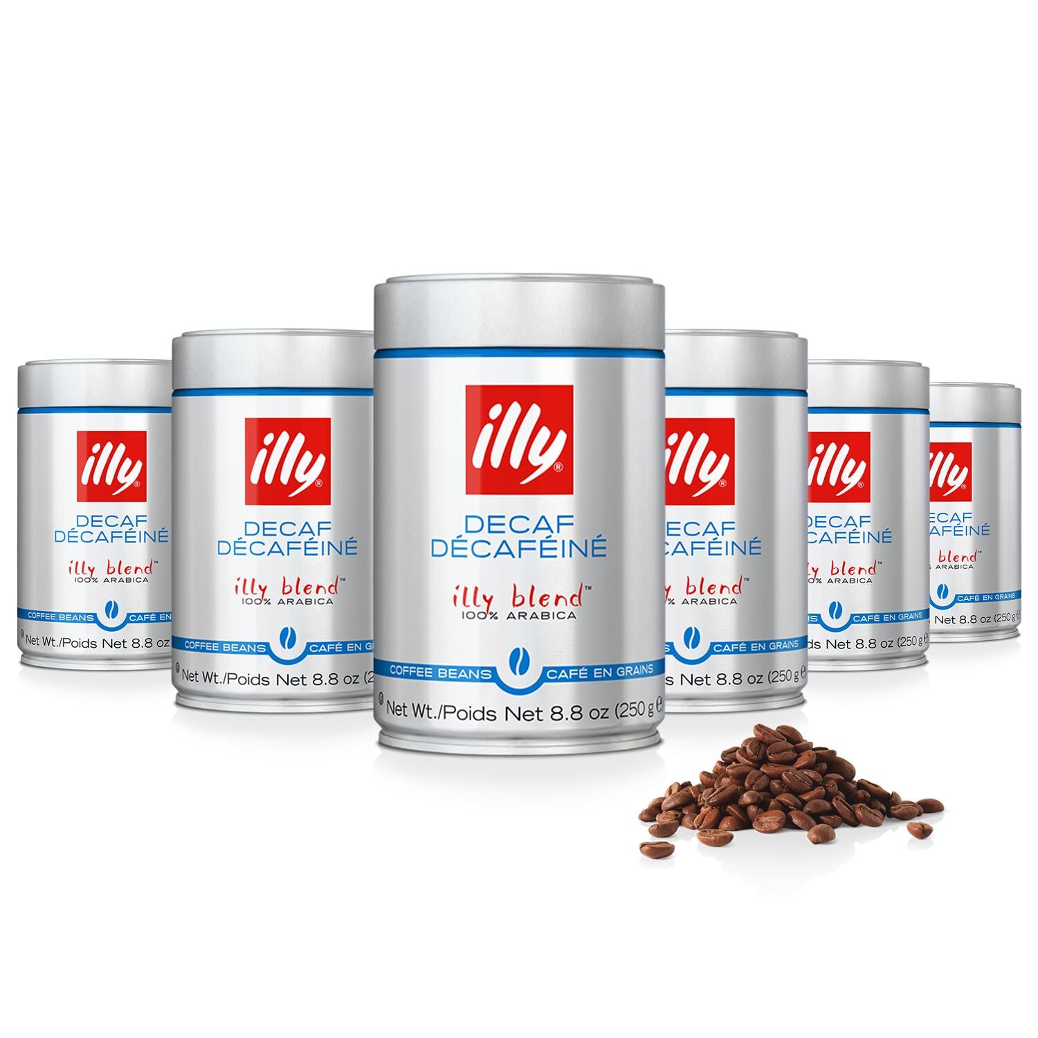 Illy Whole Bean Coffee Decaf 8.8 Ounce Pack of 6 Full Flavored Italian Roast