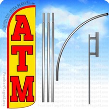 ATM - WINDLESS Swooper Feather Flag Banner Sign 15' KIT - yq