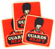 3 GUARDS HEAVY ALE BEER COASTERS BAR MAT 1970s VTG ENGLAND HUDDERSFIELD DEFUNCT