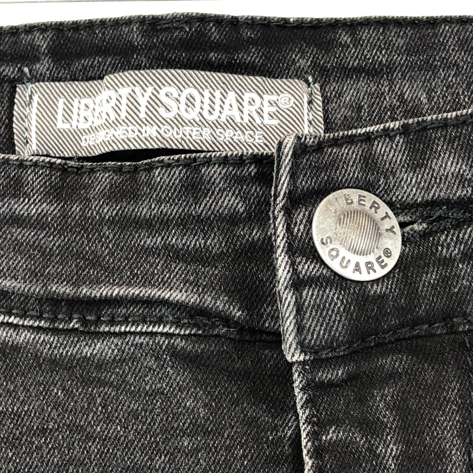 Liberty Square Jeans Mens 38x33 Black Painted Lightning Hip Hop Rap Distressed