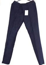 Paul Smith Navy Slim Fit Trouser Linen Viscose Woven Pants Men Size:34