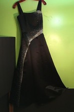 Vintage JOVANI NEW YORK Stunning Black Evening Satin Dress With Pearls Size 6
