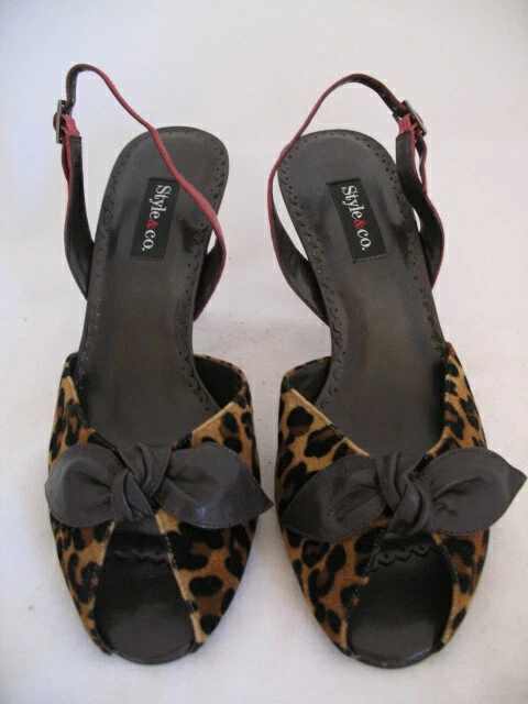 Nuevo Estilo & Co Mujer Zapatos Tacones Altos Sandalias con Cordones Punta Abierta 6 Estampado Animal Foto 4 de 4